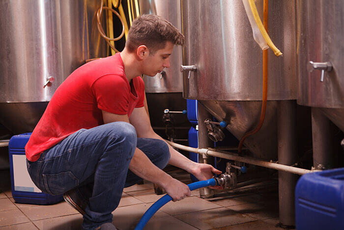 Brewer using a food grade hose.